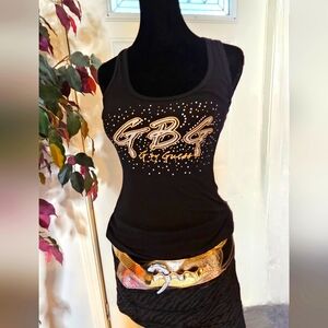 Guess Tank Top by GBG features an embellished rhinestone GBG logo.